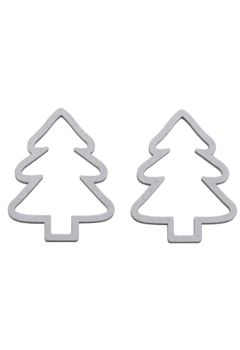 [K1340740] Houten Decoratie Kerstboom Open Zilver Hanger 6cm 100stuks