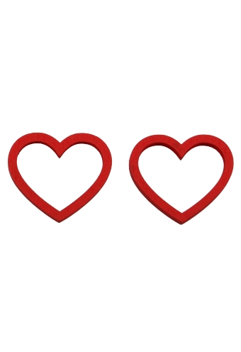 [K1340746] Houten Decoratie Hartje Open Rood Hanger 3cm 100stuks