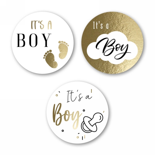 [K1210213] Luxe Etiketten Baby It's a Boy Metallic Goud 4cm 3x 100stuks