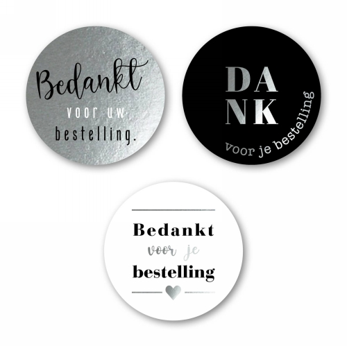 [K1210219] Luxe Etiketten Everyday Bedankt Metallic Zilver 4cm 3x 100stuks