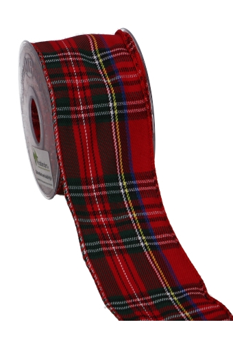 [K1391102] Luxe Kadolint Met IJzerdraad Tartan Schotse Ruit 63mm x 10meter