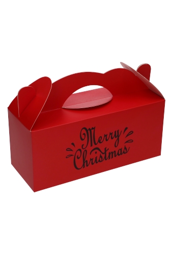[K1230212] Geschenkdoos met Handgreep Merry Christmas Rood 25x11x10cm 24stuks