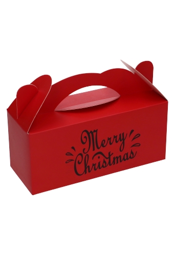 [K1230139] Geschenkdoos met Handgreep Merry Christmas Rood 20x8x9cm 24stuks