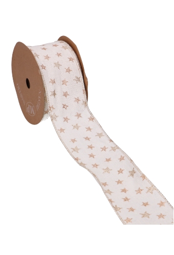 [K1390975] Luxe Kadolint IJzerdraad White & Stars Gold  63mm x 10meter