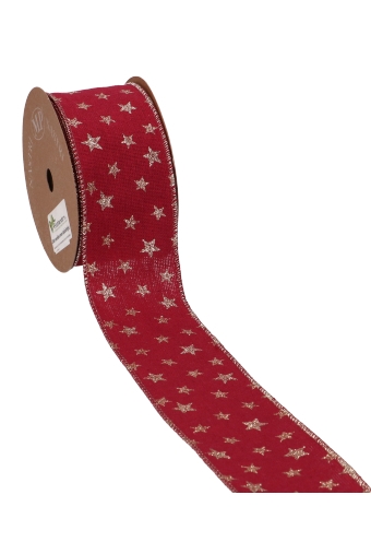 [K1390685] Luxe Kadolint IJzerdraad Red & Stars Gold  63mm x 10meter