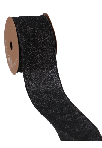 [K1391108] Luxe Kadolint Zwart Glitter Met IJzerdraad 63mm x 10 meter OP IS OP