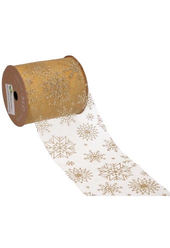 [K1391110] Luxe Organza lint Goud Snow Glitter 100mm x 20 meter OP IS OP