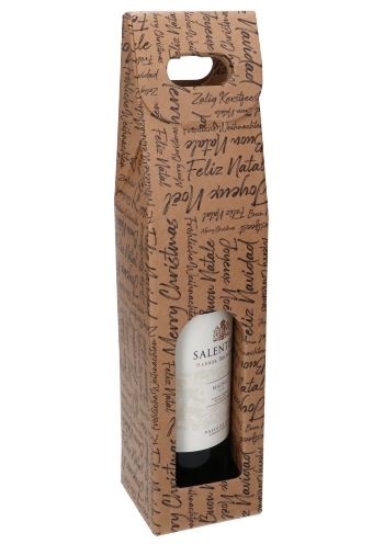 [K1171193] Luxe Wijndozen Vigo Zalig Kerstfeest voor 1 fles 9x9x38.5cm 10stuks