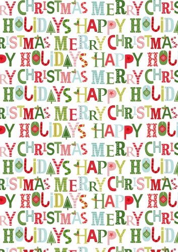 [1051178-30] Kerstpapier Kids Xmas Letters 30 cm x 200meter