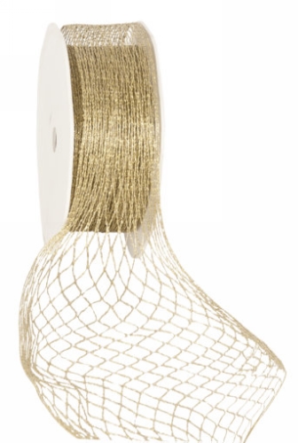 [K1390091] Luxe Kadolint Weblint Met IJzerdraad Goud 25mm x 10meter