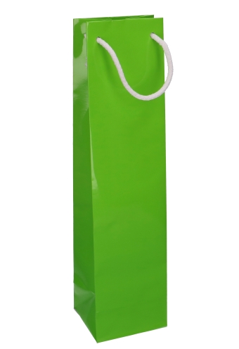 [K1171209] Luxe Wijntasjes Parijs Glans Groen Met Koord 10x9x40cm 10stuks