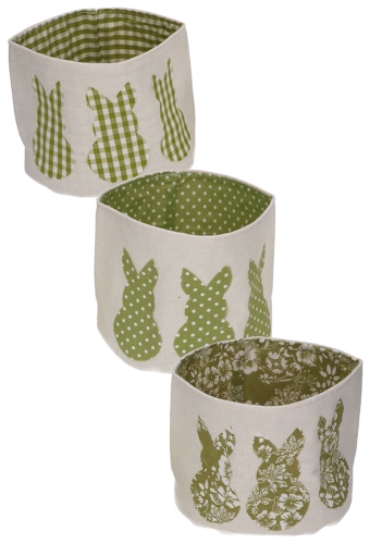 [K1070961] Paaszakjes Katoen Paas Haasje Groen & Naturel 10x12cm Set 3stuks