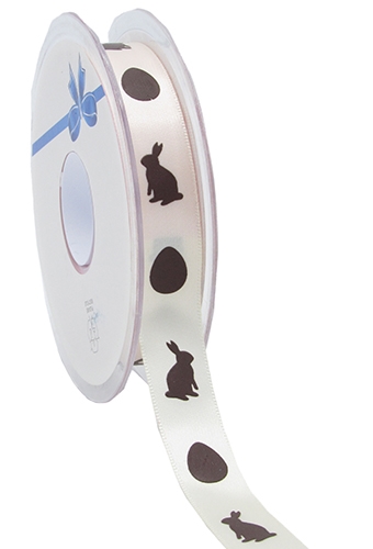 [K1391132] Kadolint Satijn Creme Haasje Eitjes Chocolade Bruin 15mm x 25meter