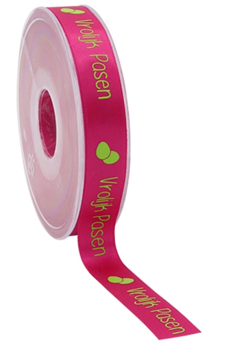 [K1391126] Kadolint Satijn Fuchsia Vrolijk Pasen Eitjes Groen 15mm x 25meter