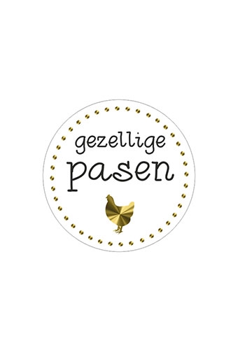 [K1210237] Etiketten Pasen Gezellige Pasen Goud Metallic 3.9cm 500stuks