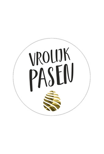 [K1210238] Etiketten Pasen Vrolijk Pasen Goud Metallic 3.9cm 500stuks