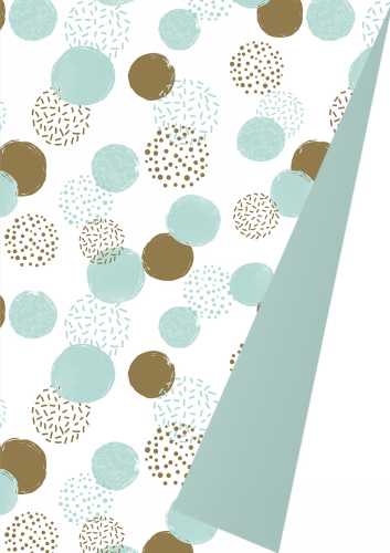 [1051108-30] Geschenkpapier Coated Dubbelzijdig dots mint goud 30cm x 200meter
