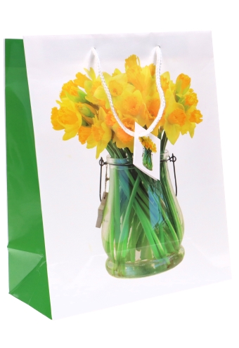 [K1110758] Kadotasjes Bloem Groot Bosje Gele Narcissen 26.5x13.5x32.5cm 12stuks