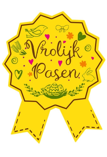 [K1210245] Etiketten Cadeauzegel Pasen Vrolijk Pasen Geel 4x5cm 500stuks
