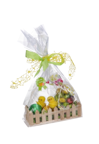 [K1230204-PASEN] Houten Open Vulkistje Naturel Paas Hekje 20x6x5.5cm 1 stuks OP IS OP