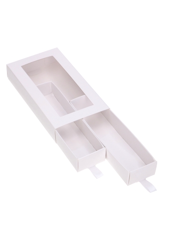 [K1360545] Bonbondoosjes 2 Ladeboxje Wit Glans Laag 16x8.6x2.8cm 10stuks