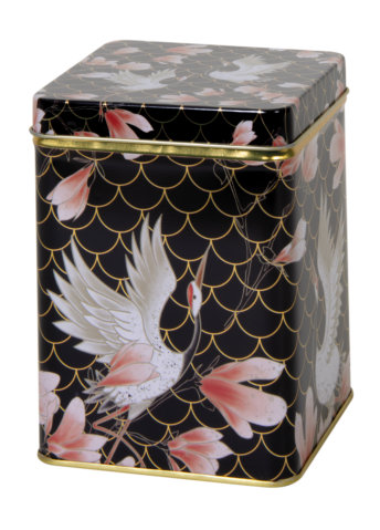 [1150467] Blikken Cranes vierkant 200gram 8.8x8.8x11.3cm 12stuks