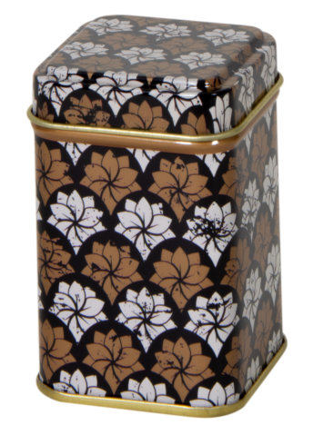 [1150475] Blikken Lotus vierkant 200gram 8.8x8.8x11.3cm 12stuks