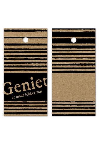 [K1020407] Kadokaartje Geniet Er maar Lekker van Kraft Zwart 8x4cm 100stuks