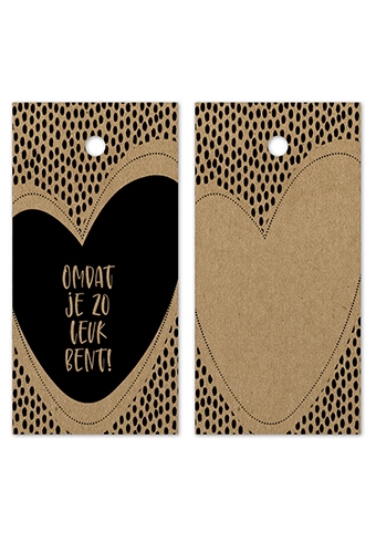 [K1020411] Kadokaartje Omdat Je Zo Leuk Bent Kraft Zwart 8x4cm 100stuks