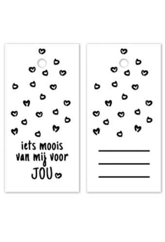 [K1020415] Kadokaartje Iets Moois Van Mij Voor Jou Wit Zwart 8x4cm 100stuks