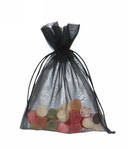[K1070131] Organza zakjes Zwart Medium 12x17cm 10stuks