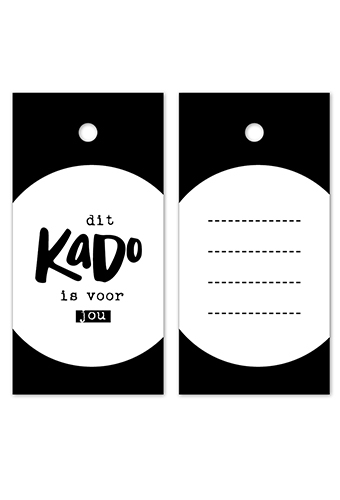 [K1020417] Kadokaartje Dit Cadeau Is Voor Jou Wit Zwart 8x4cm 100stuks