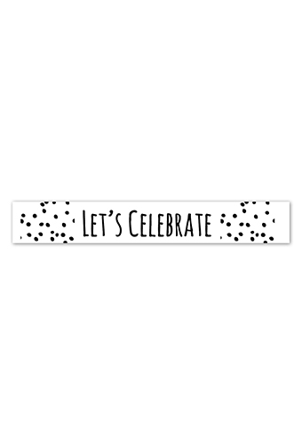[K1210251] Etiketten Langwerpig Let's Celebrate Zwart & Wit 10x1.5cm 1000st