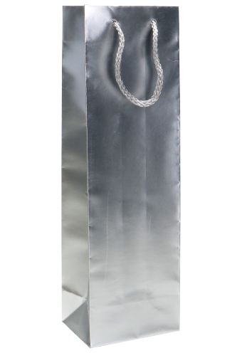 [K1110070_METALL] Wijntasjes Latina 1 Fles Metallic Zilver Met Koord 12x9x39xcm 12stuks