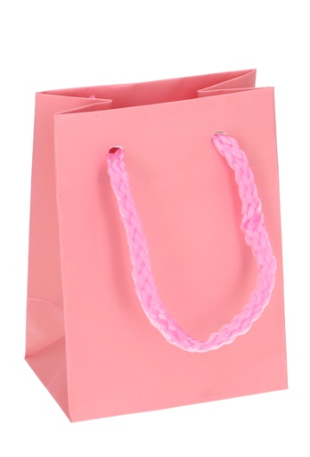 [K1110781] Kadotasjes Latina Mat Licht Roze Met Koord 7x5x10cm 12stuks