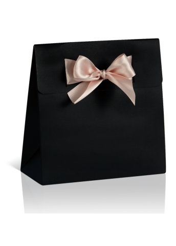 [K1020057] Kadobonnen + Kadozakje Brooklyn Zwart Met Roze Satijn Lint 10stuks