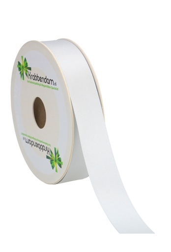 [K1300014] Satijn Dubbel Lint 25mm x 50 meter Zilver