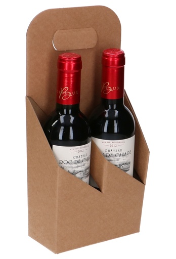 [K1180040-PICC] Wijnverpakking Draagdoos Piccolo Kraft voor 2 flesjes 37.5cl 10stuks