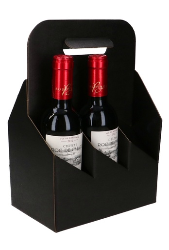 [K1180041-PICC] Wijnverpakking Draagdoos Piccolo Zwart voor 6 flesjes 37.5cl 10stuks