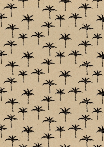 [K1051198-50] Kerstpapier Recycled Palms Zwart 50 cm x  250meter OP IS OP