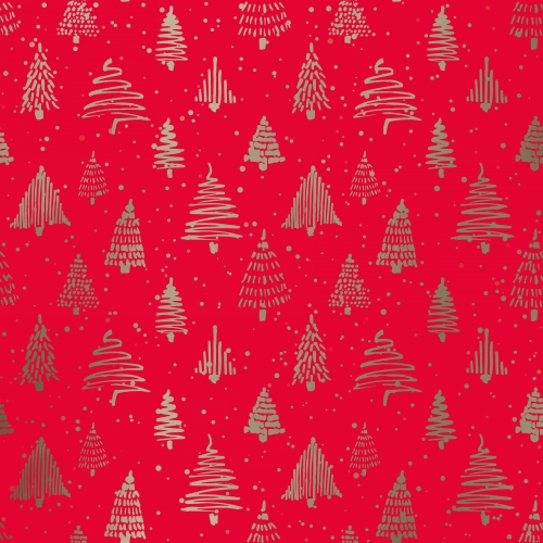 [1051288-30] Kerstpapier trees Rood Goud Metallic 30cm x 100meter