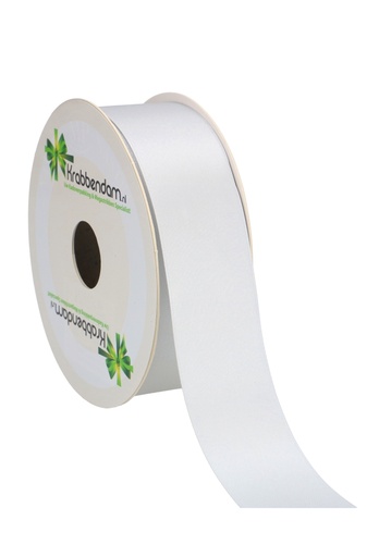 [K1300023] Satijn Dubbel Lint 40mm x 25 meter Zilver