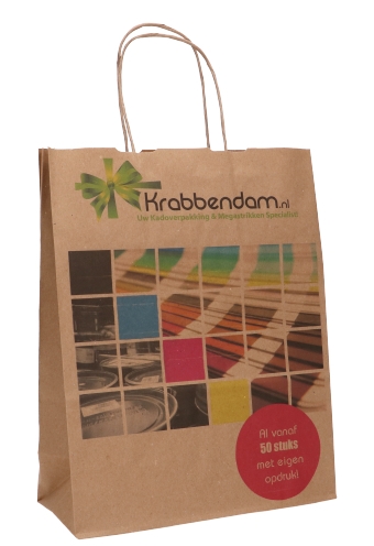 [K1120060-PRINT] Papieren Tassen Kraft Digitaal Bedrukt & Handvat  A4 24x11x31cm 50st