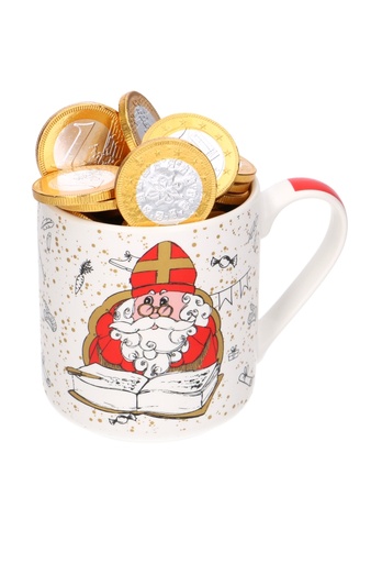 [K1220214] Mok Sinterklaas Met Het Grote Boek 8x9cm 12stuks