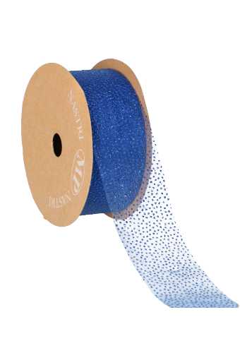 [K1390981] Organza Lint Blauw Glitter 40mm x 20meter OP IS OP
