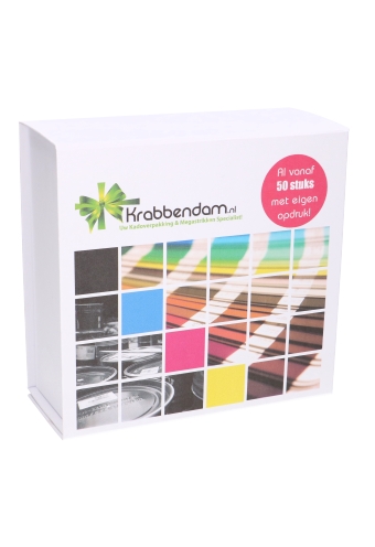 [K1271845-PRINT] Luxe Magneetdozen Venetie Wit Mat Digitaal Bedrukt 18x18x8cm 25stuks