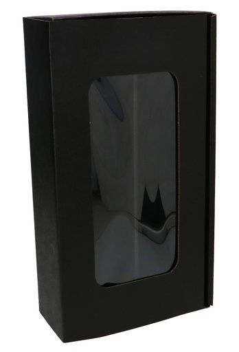 [1170176] Wijndoos Zwart met Venster 36x18x9cm 2 fles 25stuks
