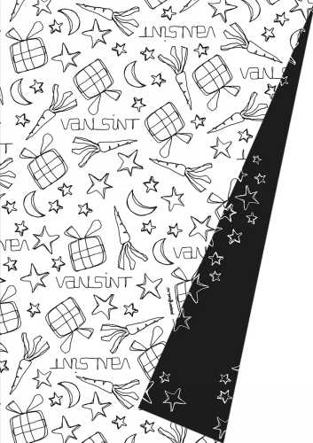 [1202063] Sintpapier Dubbelzijdig Trendy Sint White Black 30cm x 125m OP IS OP