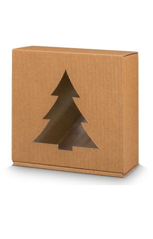 [1272096] Kadodoos Colour Rib Naturel Vierkant & Kerstboom 20x20x10cm 25stuks