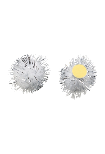 [K1340170] Pombows 25mm Zilver & Wit met plakker 100stuks